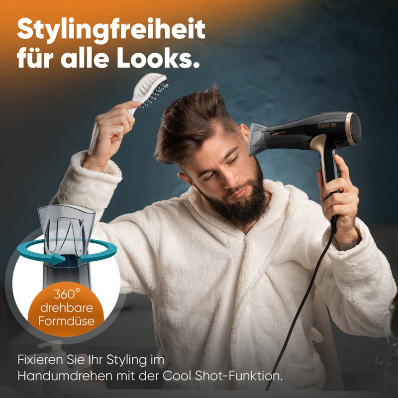 CLATRONIC haardroger HT 3661, 2200 W, ionisering, zwart/koper